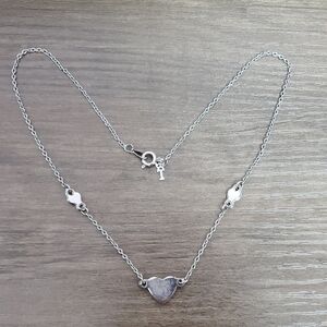 Vintage Crown Trifari  Silver Tone Heart Necklace